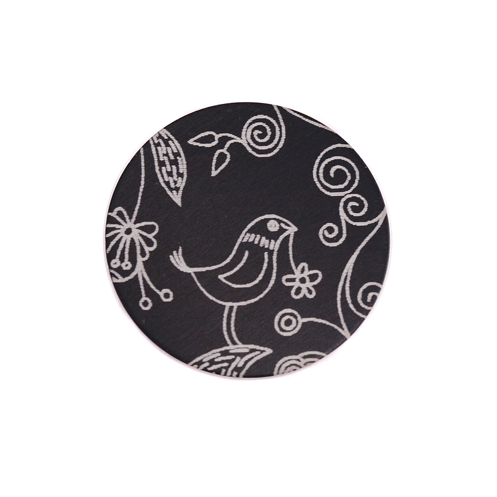 Anodized Aluminum 5/8" Circle, Black, Design #22, 22g